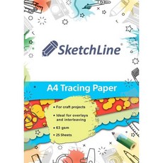 스케치라인 트레이싱 페이퍼 A4 사이즈 8.5”x11” 50장 63gsm 고투명도 및 내구성 두께의 드로잉 스케치 건축 미술 공예 드래프팅 드레스메이킹용 3250380, 50