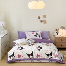 GOYES 산리오 순면 침구 이불 쿠로미 캐릭터 침대 이불 1.8KG 150*200, 화이트