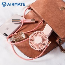 AIRMATE 艾美特 充電風扇 USB桌夾式兩用 日系掛脖 桌立 翻轉風扇, 垂直手持風扇-甜心粉 / U901, 甜心粉, U901