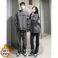YAPOGI 미국 스타일 합성 스웨터 여성 겨울 양털 안감 착용 오버 사이즈 느슨한 게으른 둥근 목 풀오버 탑 YAPOGI
