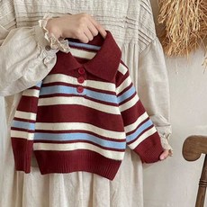 小不點兒 兒童條紋 Polo 毛衣 90-130碼 秋冬韓版翻領針織衫