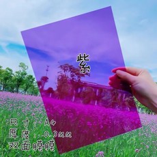 A4彩色透明玻璃紙 攝影濾色片 PVC塑料片 幼兒園光影實驗學生手工DIY, 1個, 紫色（5張）