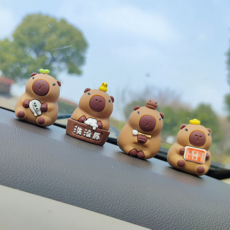 卡皮巴拉 汽車擺件 創意可愛女司機車內裝飾品, 一套4只