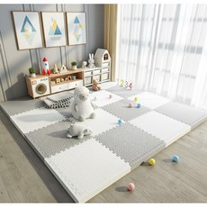 라멜리 두꺼운 EVA 퍼즐매트 층간소음완화, 화이트+그레이, 16개