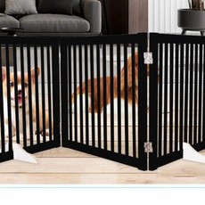 寵物圍欄 寵物門欄 隔離門 狗圍欄 擋狗柵欄 室內圍欄 貓籠子 分離欄杆 中小型犬, 磨砂黑色（碳鋼材質）,3片高度60釐米, 1個