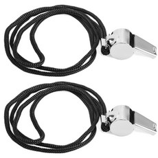 본라이프 안쉼귀가 목걸이 메탈 호루라기 호신용 호각 호루라기목걸이 심판 휘슬 스포츠 호루라기, 2개, 검정