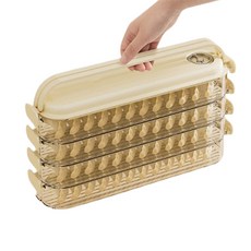 마이론랜드 4단 냉동 만두 보관함 냉장고 수납함 정리함, 아이보리