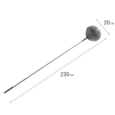 伸縮桿天花板除塵刷 230公分長 可水洗靜電吸附, 1個, 【蜘蛛網除塵掃把(可伸縮/230CM)】, 灰