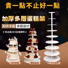 多層歐式塑料蛋糕架，生日婚禮派對甜點展示架，創意單柱蛋糕托盤, 九層純白蛋糕架(大底座),無贈品, 1個