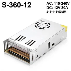 S-360-12 AC-DC 12V 스위칭 전원 공급 장치 30A 360W LED 보안 모니터링 전압 조정기 소스 변압기, 01 12V용, 01 S-360-12, 01 100-120v200-240v용