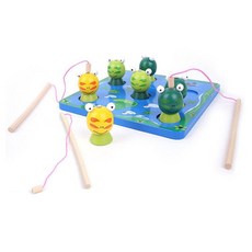 3살 돌봄놀이 개구리낚시 원목 3인플레이 물고기잡기 감성발달, 1개