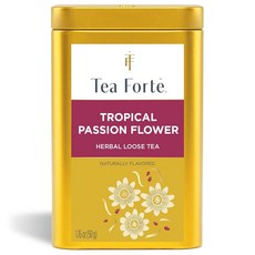 티 포르테 겨울 차이 프리미엄 루즈 없는 허브 블렌드 캐니스터 35 50컵 둥근 제작, Tropical Passion Flower, 1개
