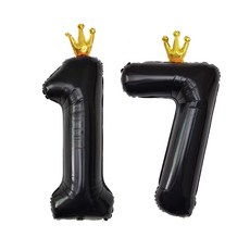 이벤트홀릭 초대형 왕관 숫자은박풍선, 블랙 17