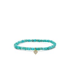 시드니에반 베이비 하트 14K 옐로 골드 터퀴즈 다이아몬드 브레이슬릿