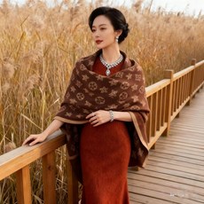 【送媽媽的禮物】圍巾雙面冬季秋冬季新款加厚保暖羊絨仿羊絨百搭圍脖空調披肩兩用