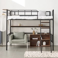 라자가구 뉴북까페 철제 2층 벙커 침대 프레임 SS 학생 어린이 성인 기숙사, 블랙