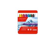 CARAN D'ACHE卡達 NEOCOLOR IIAquarelle專業水溶性蠟筆-10色 瑞士製水溶性蠟筆，色彩鮮明，輕鬆暈染, 1個, 10
