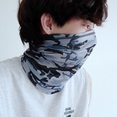 스포츠 페이스 워머 쿨 냉감 자외선차단 카모플라주 밀리터리 안면 얼굴 햇빛가리개 군인, 1개, 그레이