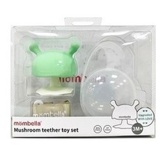 英國 Mombella Q比蘑菇固齒器 啾比小蘑菇固齒器 媽貝樂 矽膠 固齒器 香菇固齒器 小蘑菇 磨牙玩具 咬咬樂, 薄荷牛奶三件套組 / 1890, 1個