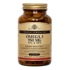 SOLGAR Triple Strength Omega-3軟膠囊 950mg, 50顆, 1罐