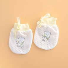 嬰兒網眼手套 0-12個月夏薄款透氣 小熊冰絲可調節