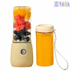 ZEVARA 휴대용 미니믹서기 무선블랜더 USB충전 주스믹서컵 450ml 대용량 다기능유리컵, 옐로우-AAA99
