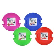Superio 둥근 눈썰매 손잡이가 달린 튼튼한 플라스틱 받침 썰매 61cm24인치 겨울 스노우 장난감 재미있는 2팩 [호환], 레드-블루-그린-푸크시아