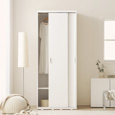 아씨방가구 모던 빅 원룸 수납 슬라이딩 긴 옷장 800, 긴옷장 화이트