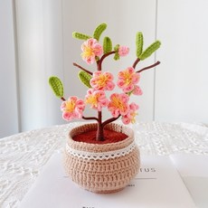 桃園熱賣 手工編織毛線花束材料包 鬱金香小雛菊DIY鉤織擺件 永生花裝飾 毛線花束, （材料包)召喚桃花 +工具+教程