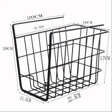 廚房懸掛收納籃 - 免釘式櫥櫃掛籃 廚房紙巾架 置物架 鐵藝收納, 1個, 咖啡色