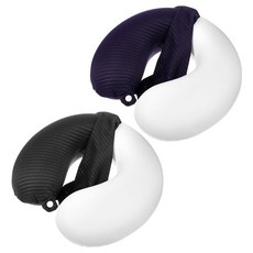 ValueBargain 목 베개 커버 U자형 커버 2개 34.9cm(13.39인치) 세탁 가능한 여행용 베개 지퍼 포함 비행기 및 자동차에 적합 다크 그레이 블루 (베, ValueBargain 목 베개 커버, U자형 커버 2