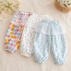 몽실이 레이스포인트 코튼 쿨팬츠 레이어드 프릴 여아 아동 여름 긴바지 조거바지