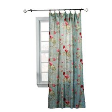 Ellis Curtain Balmoral 100% 원단 완벽한 장식 꽃무늬 프린트 로드 포켓 패널 창문 커튼 - 112.4cm x 213.4cm 레드