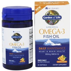 Garden of Life Omega-3魚油軟膠囊 橘子味 850mg, 1罐, 30顆