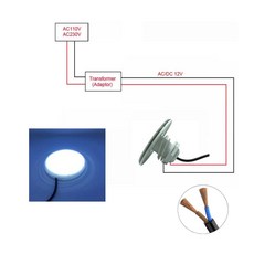 Bestway 수영장 및 Intex 수중 LED 조명 AC12V 다중 색상 동기화 25W 30W 60W, 1개