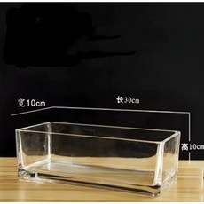 투명 사각 유리 연꽃 옹기 연못 꽃수반 대형 수반 재배 수경 예쁜 정원, 직사각형 10X10X30