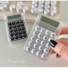 픽스타일 젤리 전자계산기 파스텔 컬러 투명 비주얼, 1개, 화이트