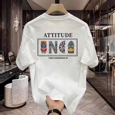 男士短袖T恤 純棉重磅寬鬆印花上衣