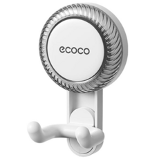 ecoco真空吸盤掛勾 免釘無痕 強力承重 L型加長掛鉤設計 浴室廚房多用途收納, E25229雙勾款-白色, 1個