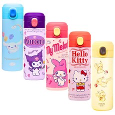 캐릭터 캡슐 원터치 이중 스텐 텀블러 400ml 시나모롤 쿠로미 마이멜로디 헬로키티 포켓몬 피카추 스파이더맨, 1개