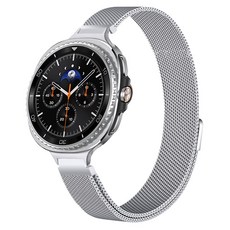 더조은셀러 슬림 밀레니즈 여성용 스트랩 자석 마그네틱 갤럭시워치8 클래식 46mm 44mm 40mm 호환, 실버, 1개
