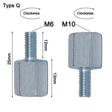 1PC 6mm/8mm/10mm 실버 금속 미러 어댑터 후면 볼트 나사 스레드 변환 오토바이 방지시계 방향, 12 1PC M6M10RR, 1개