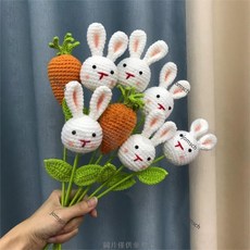 手工編織兔子花束 閨蜜生日禮物 情人節禮品 毛線花束 成品出貨, 兔子,成品, 1個