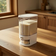 꼼수창고 원터치 방습 계량 쌀통 쌀 보관통 10kg 5kg, 1개, 투명