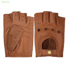 가죽반장갑 하프 드라이빙 남성 손가락 레더 자전거, M, 염소 모조 사슴 브록타