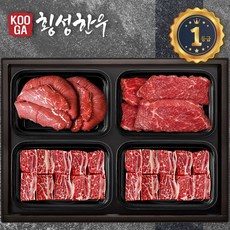 [냉장 냉동] 횡성한우 어사품 1등급 4구세트 [불고기 국거리 찜갈비 찜갈비] 2.4kg, 1개