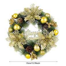 聖誕裝飾 聖誕佈置 聖誕花環 聖誕節裝飾品 門掛飾, 金 (35cm), 1個