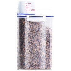 슈슈펫 반려동물 사료보관통 2.5리터 + 계량컵, 투명, 2.5L, 1개