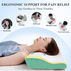 零壓記憶枕 護頸枕 萬用枕頭 記憶枕 蝶形記憶枕 太空記憶枕 人體工學設計 高密度記憶棉 慢回彈 枕頭, 1個, 白色,60*34*6/10