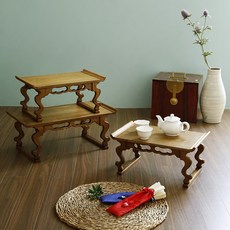 국산 물프레나무 전통 옻칠 다용도 다과상 3종 2color 밥상 다과상 전통찻상 다도상, 블랙 대, 1개